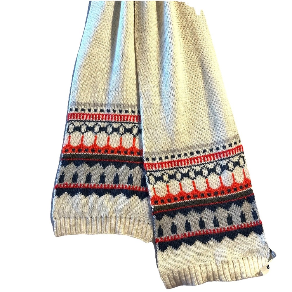 GAP Womans Fair Isle Sweater Scarf Mohair Knit Nordic‎ Gray Blue Orange NWT